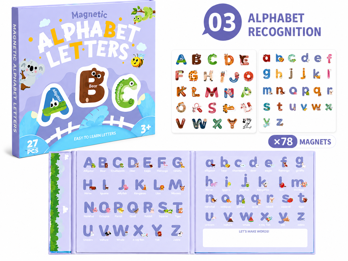 Magnetic Alphabet Learning Set - 78pcs