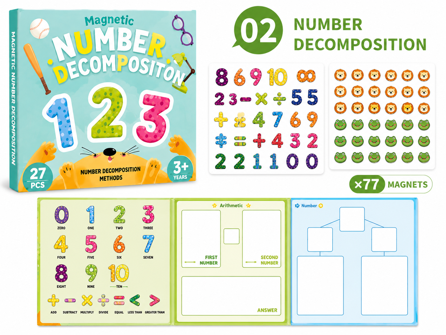 Magnetic Number Decomposition Set - 77pcs