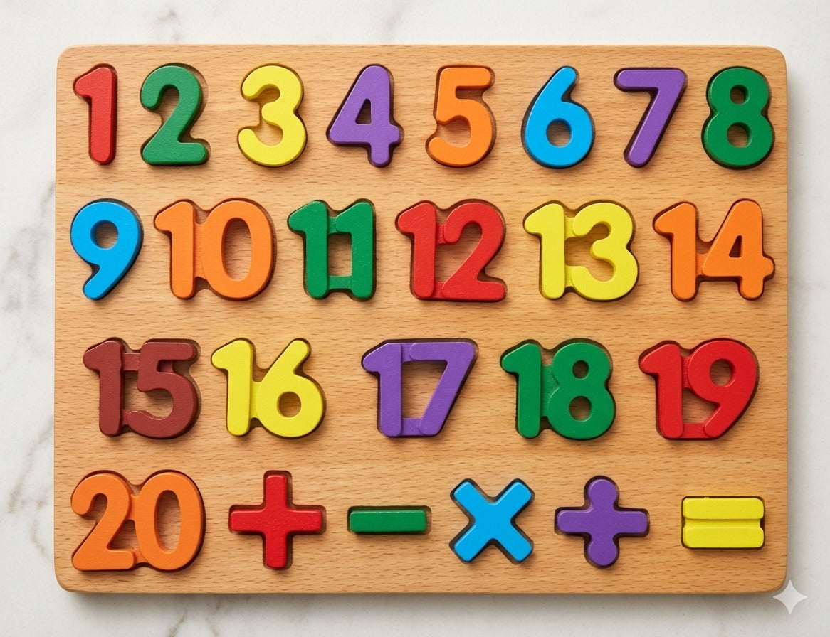 Wooden Numbers & Math Symbols Puzzle