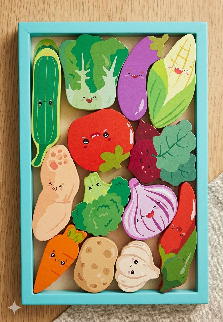 Wooden Vegetable Puzzle Set