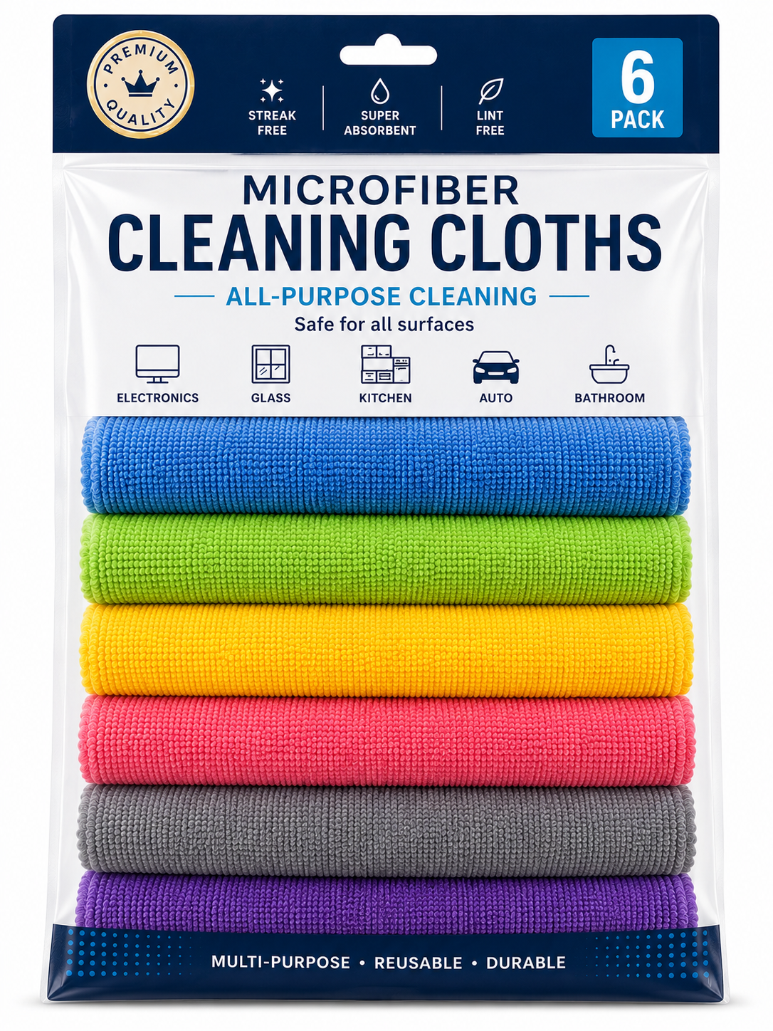 Microfiber Cleaning Cloth - 6pk