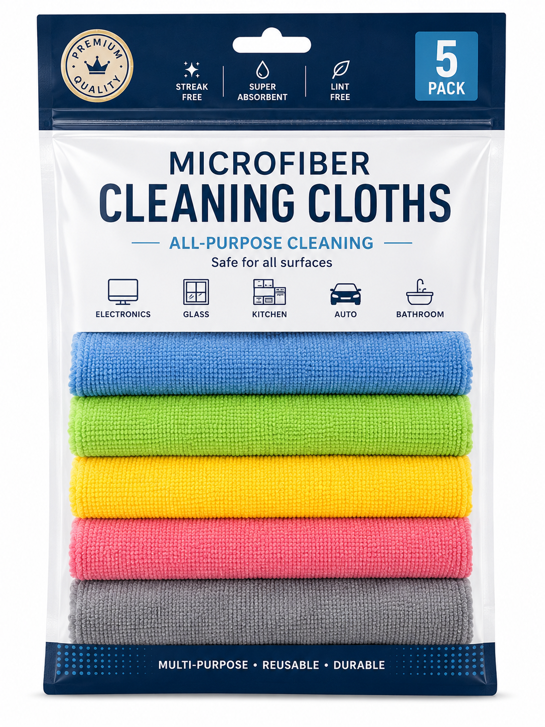 Microfiber Cleaning Cloth - 5pk