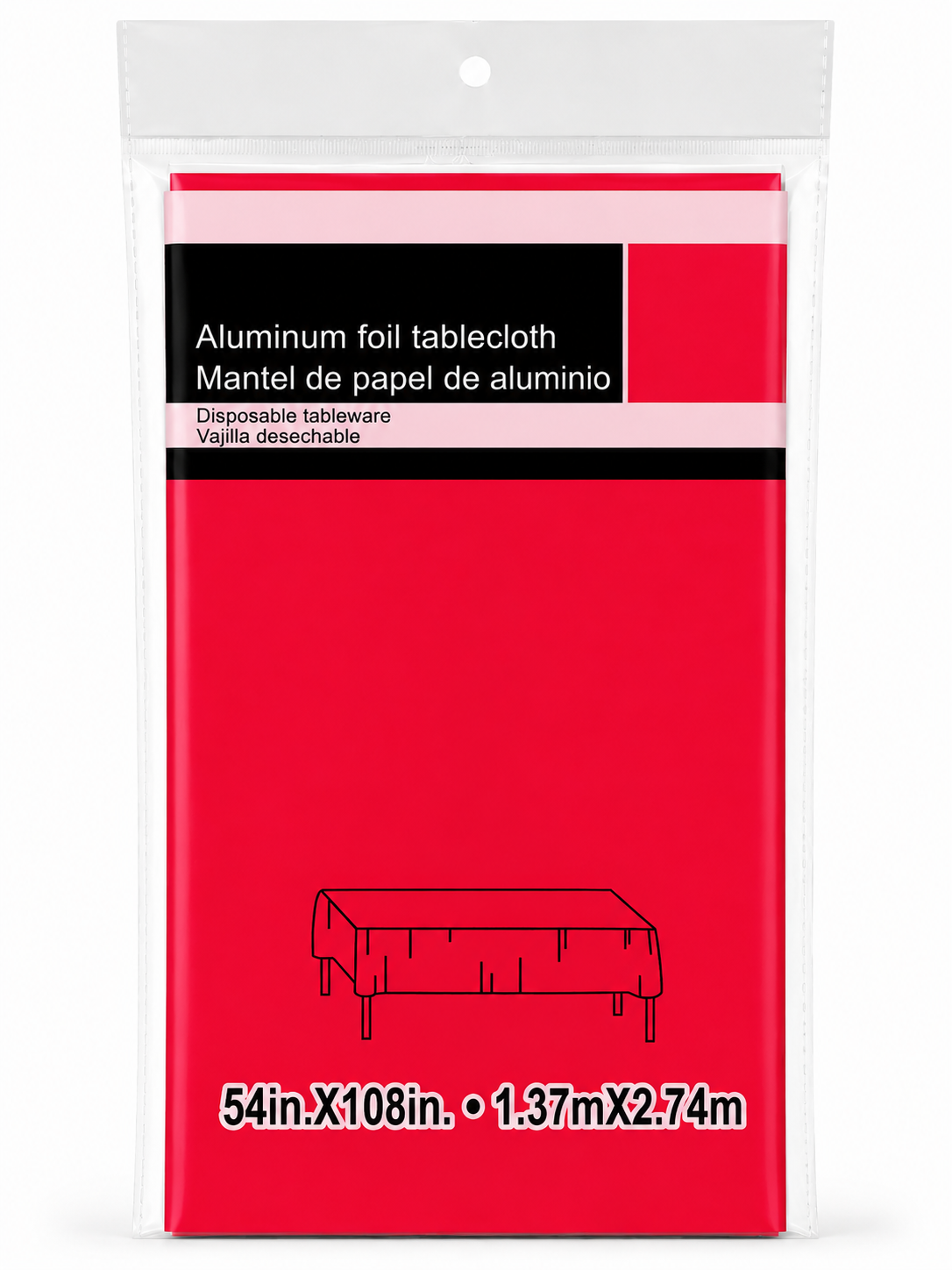 Aluminum Foil Table Cloth - Red