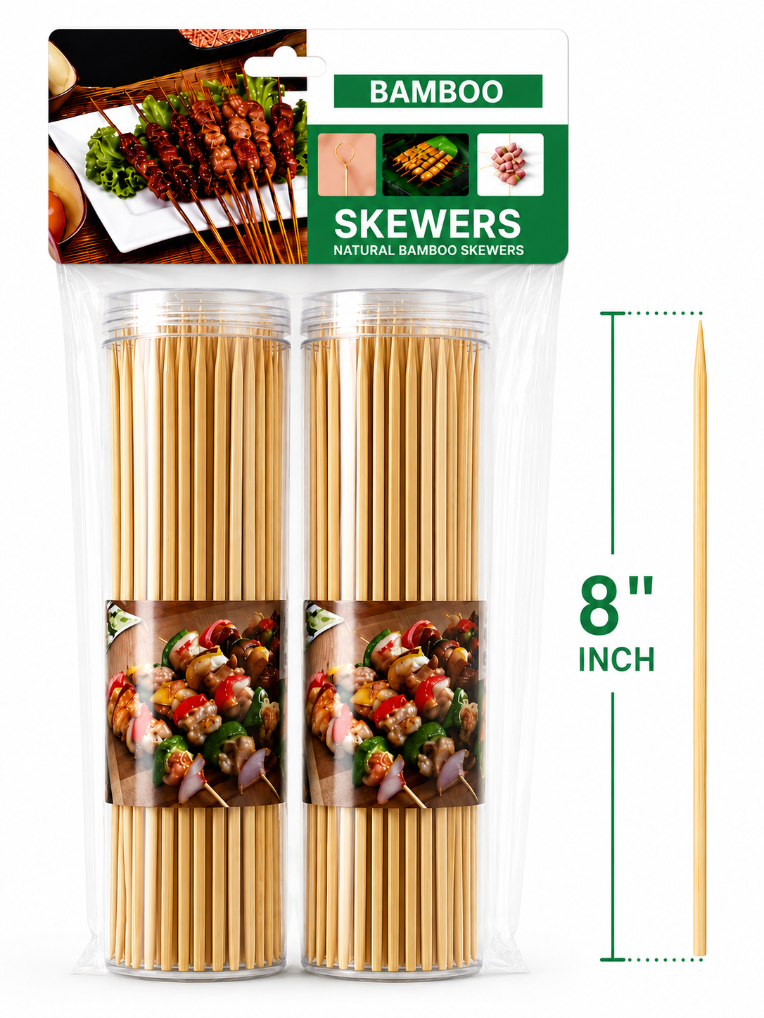 Bamboo Skewers Double Pack - 8"