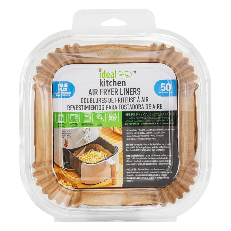 Ideal Kitchen Air Fryer Liner Paper 50PK 6.3in Square