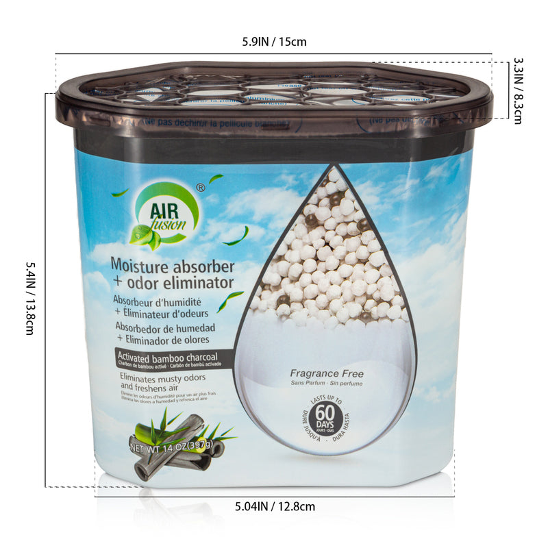 Air Fusion Moisture Absorber+Odor Eliminator 14oz  Activated Bamboo Charcoal