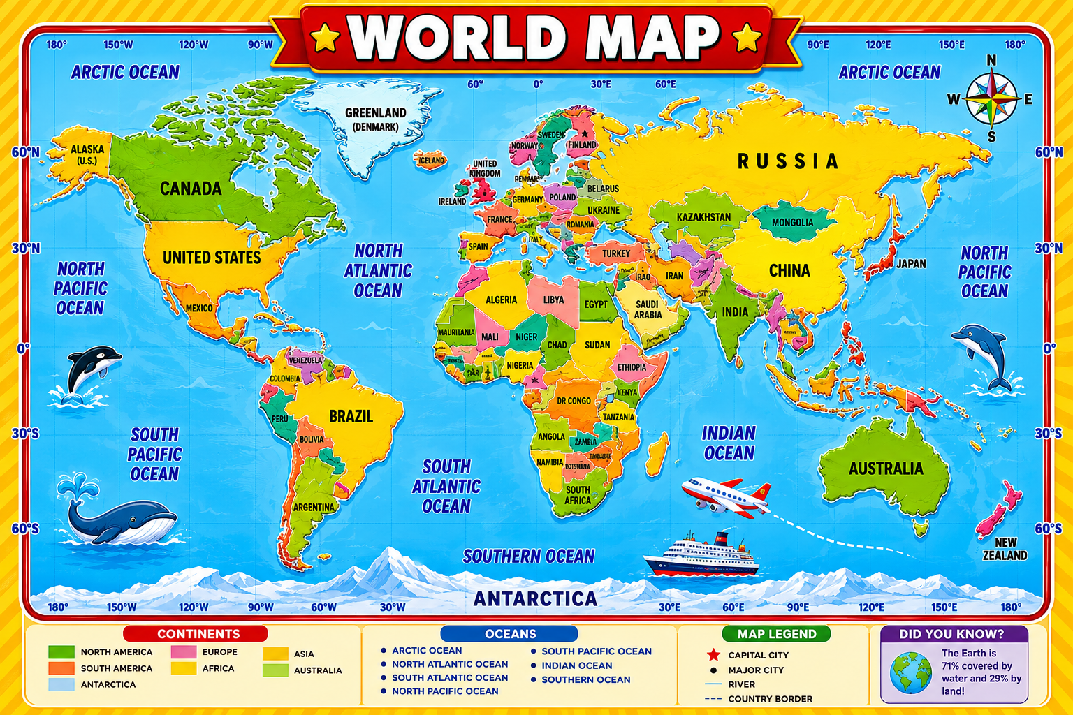 World Map Mat - 20" x 28"