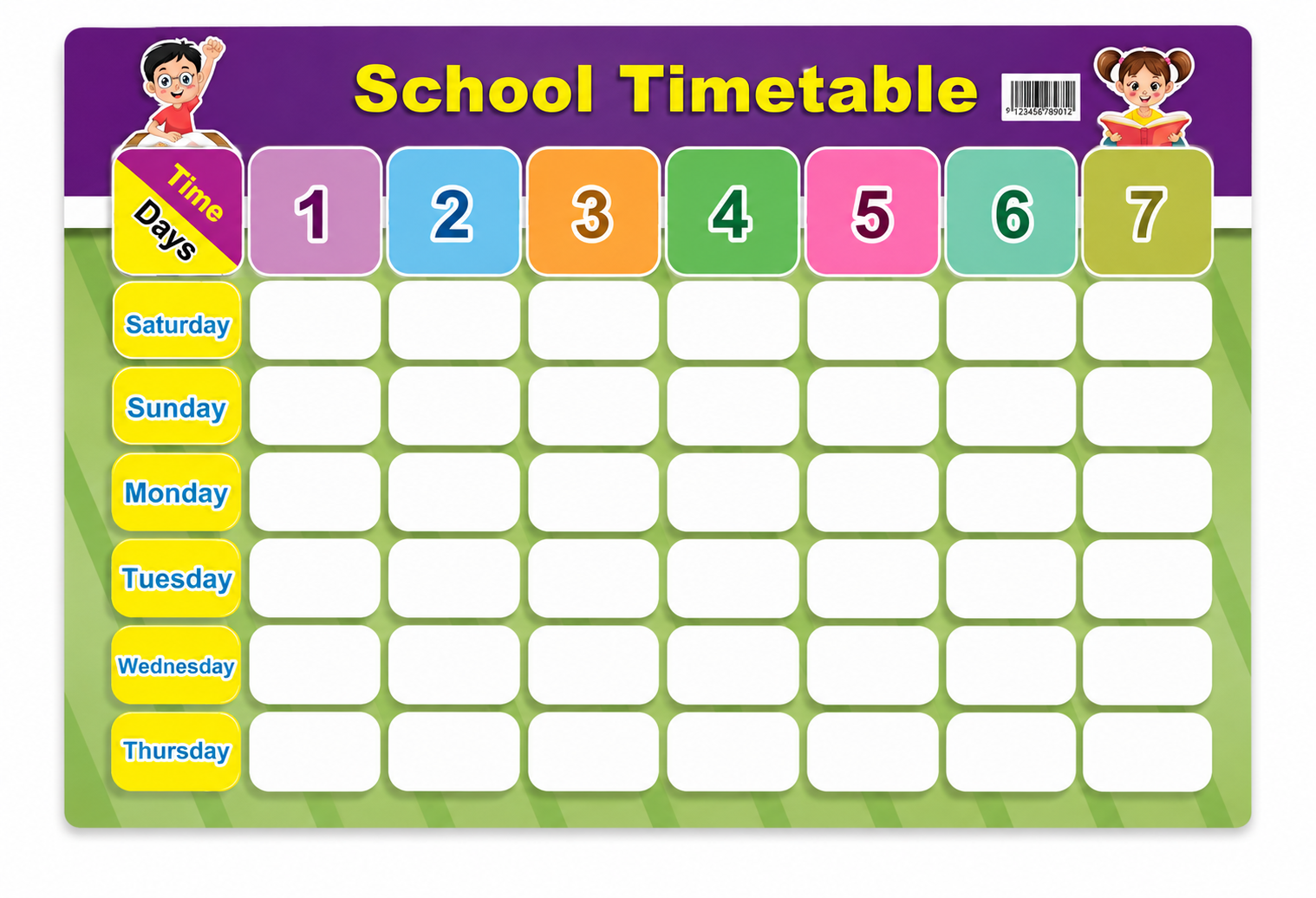 School Time Table Mat - 20" x 28"