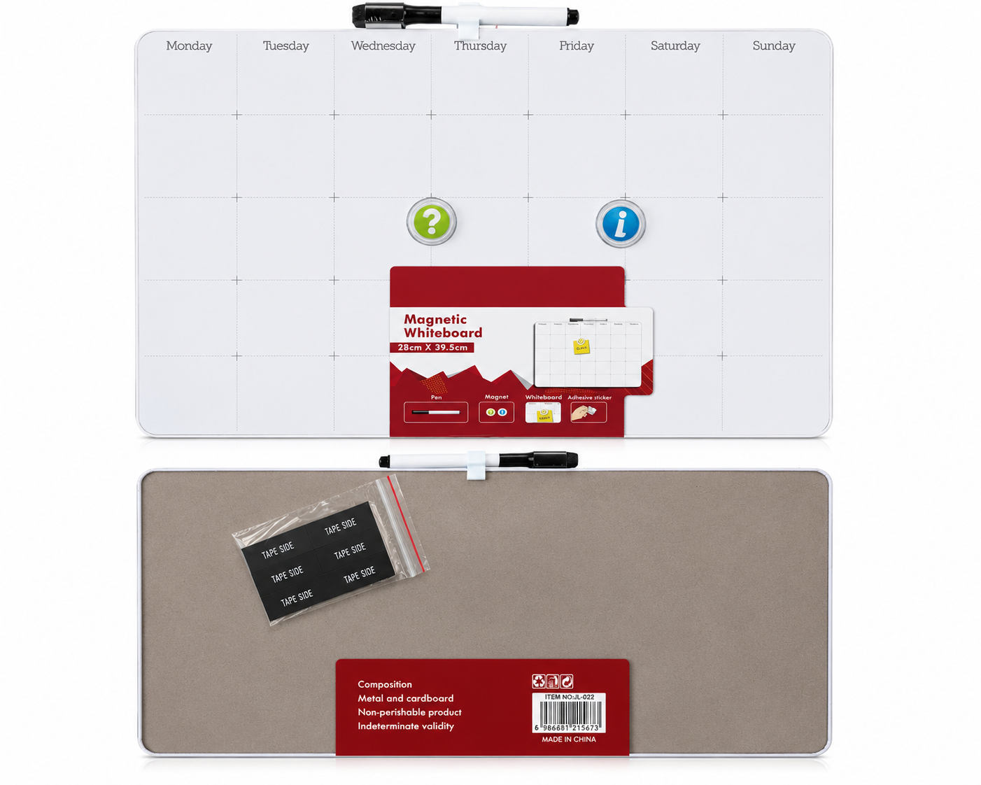 Weekly Planner Dry Erase Magnetic Board - 11" x 16"