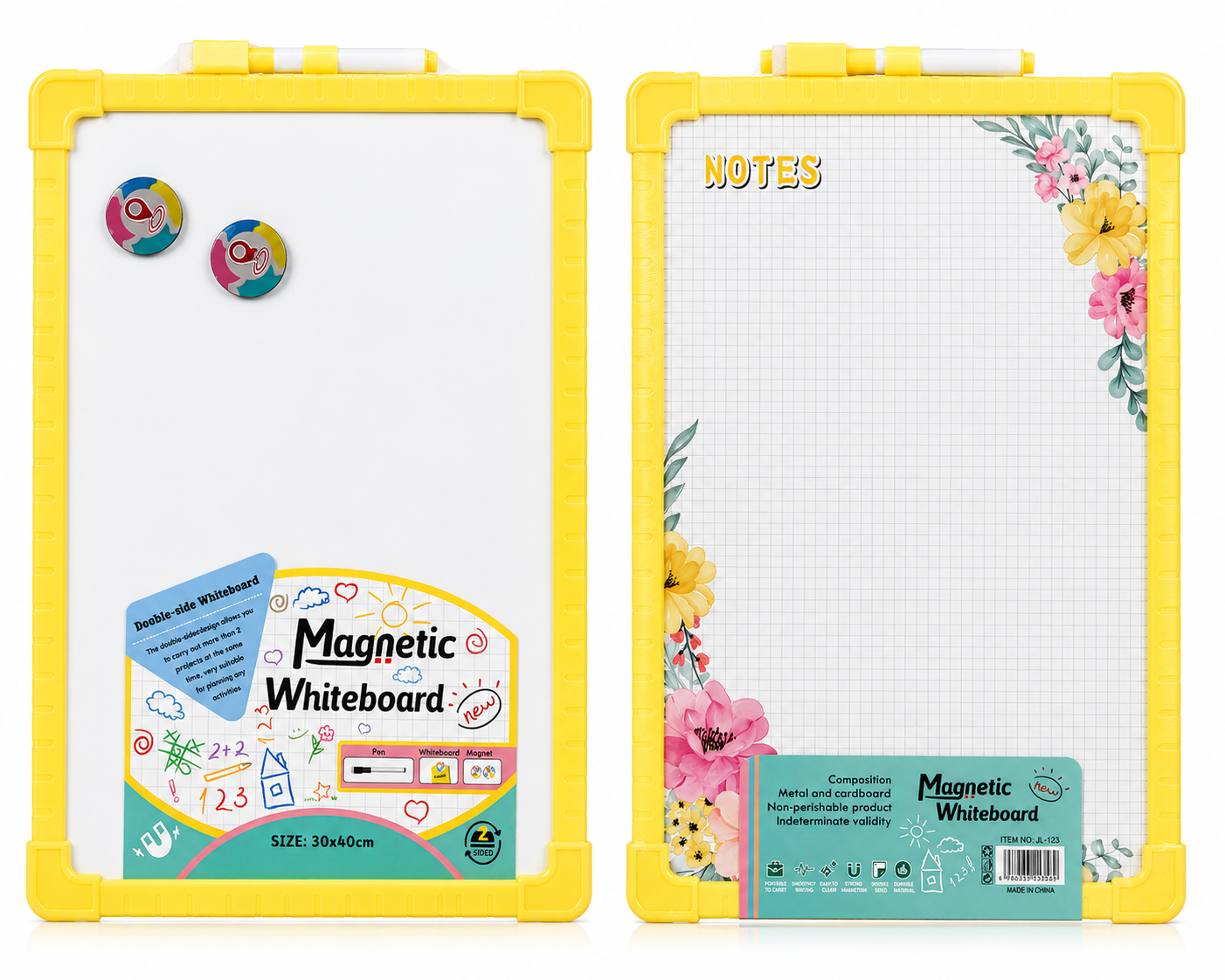Double Sided Magnetic Whiteboard - 12" x 16"